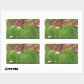 Natuur Floral Pink en White Flowers Grass Rechthoekige Sticker (Vel)
