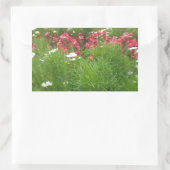 Natuur Floral Pink en White Flowers Grass Rechthoekige Sticker (Tas)