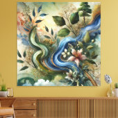 Natuur Flow - Abstracte Botanische Canvas Muurkuns (Insitu (Woonkamer))