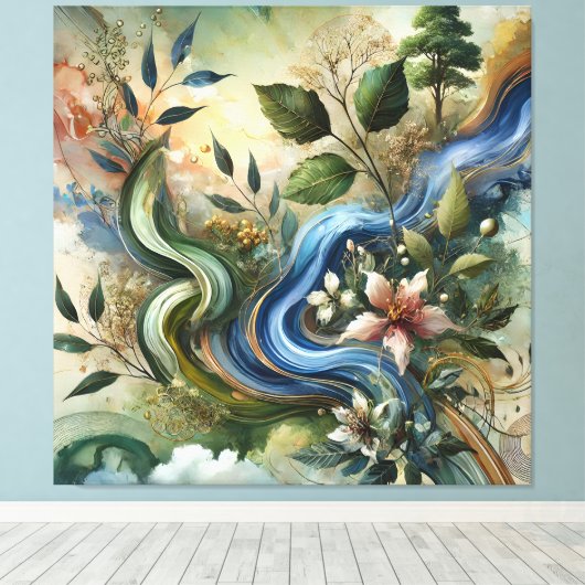 Natuur Flow - Abstracte Botanische Canvas Muurkuns Afdruk (Insitu (Houten vloer))