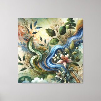 Natuur Flow - Abstracte Botanische Canvas Muurkuns Afdruk
