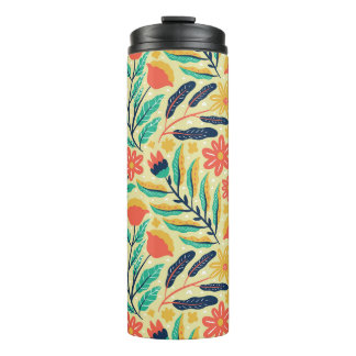 Natuur Foliage: Bloemen naadloos patroon. Thermosbeker