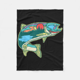 Natuur Forel Illustratie Vintage Vliegvissen Retro Fleece Deken