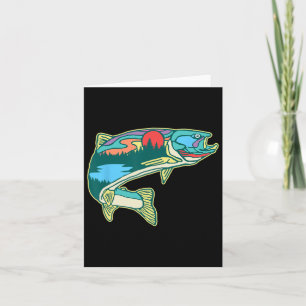 Natuur Forel Illustratie Vintage Vliegvissen Retro Kaart