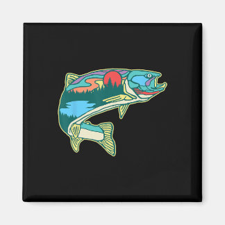 Natuur Forel Illustratie Vintage Vliegvissen Retro Magneet