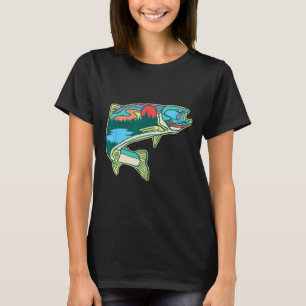 Natuur Forel Illustratie Vintage Vliegvissen Retro T-shirt