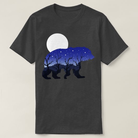 Natuur Forest Animal Moon Night Brown Beer T-shirt (Design voorkant)