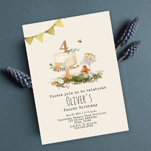 Natuur Forest paddenstoelen Insecte Cake Birthday Kaart