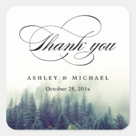 Natuur Forest Pine Trees Dank u Manuscript Vierkante Sticker