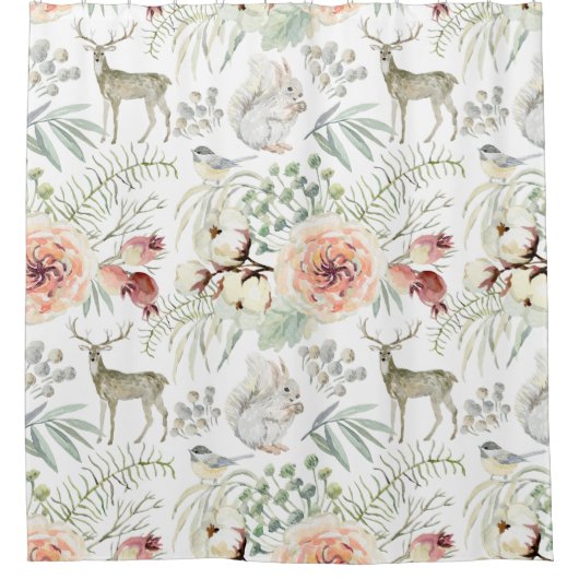 Natuur Forest Wildlife Pattern Douchegordijn (Voorkant)