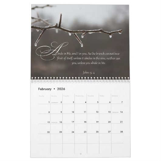 Natuur Fotografie met Inspirerend Schrift Kalender (Feb 2026)