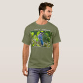 Natuur Fotografie Shy Blue Jay Birder T-Shirt (Voorkant volledig)
