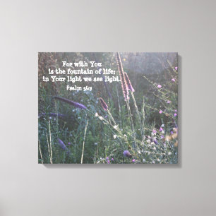 Natuur Fotografie w / Schrift Verse (Psalm 36:9) Canvas Afdruk