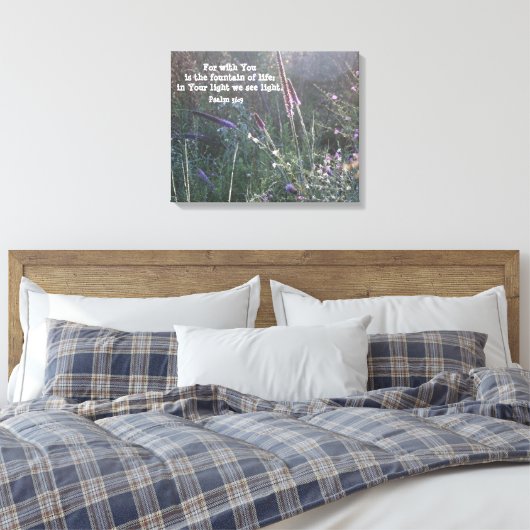 Natuur Fotografie w / Schrift Verse (Psalm 36:9) Canvas Afdruk (Insitu (Slaapkamer))