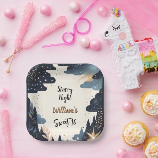 Natuur Galaxy volwassen Schattigee Sterrennacht Sw Papieren Bordje (Feest)