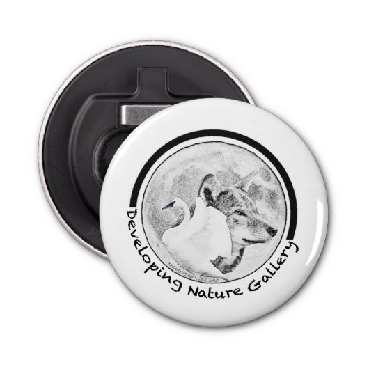 Natuur Galerij Logo ontwikkelen Button Flesopener (Voorkant)