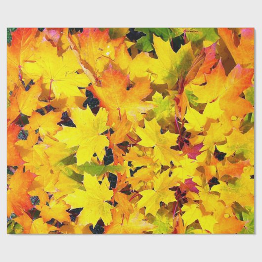 Natuur geel Sinaasappel rood herfstbladeren Cadeaupapier (Vlak)