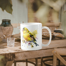 Natuur Geel Vogel Waterverf Koffiemok