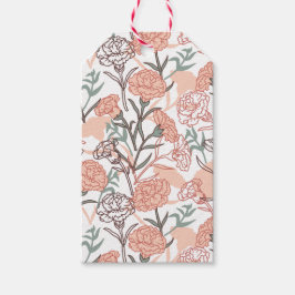 Natuur Geïnspireerd Bloemen: Anjer Bloempatroon Cadeaulabel