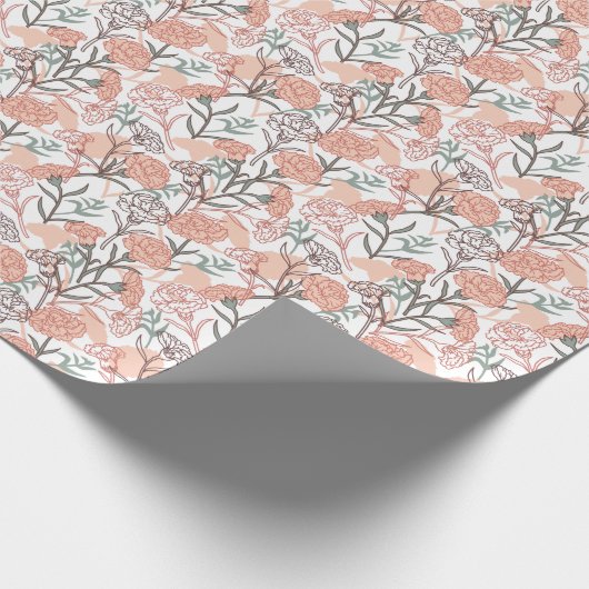 Natuur Geïnspireerd Bloemen: Anjer Bloempatroon Cadeaupapier (Hoek)