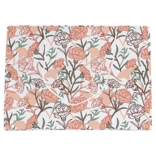 Natuur Geïnspireerd Bloemen: Anjer Bloempatroon Groot Cadeauzakje (Voorkant)