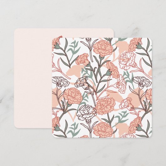 Natuur Geïnspireerd Bloemen: Anjer Bloempatroon Kaart (Voorkant / Achterkant)