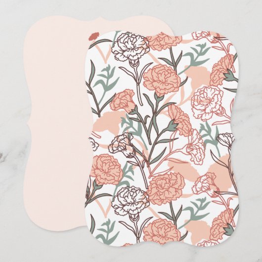 Natuur Geïnspireerd Bloemen: Anjer Bloempatroon Kaart (Voorkant / Achterkant)