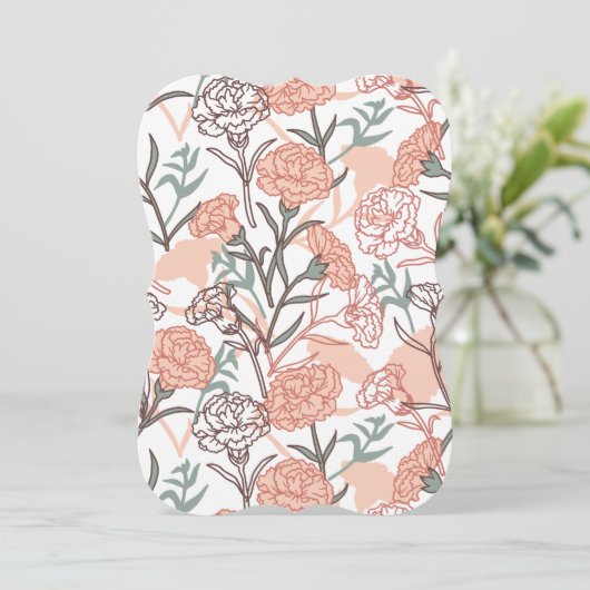 Natuur Geïnspireerd Bloemen: Anjer Bloempatroon Kaart (Staand voorkant)