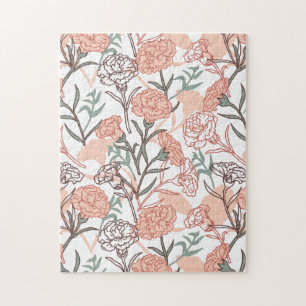 Natuur Geïnspireerd Bloemen: Anjer Bloempatroon Legpuzzel