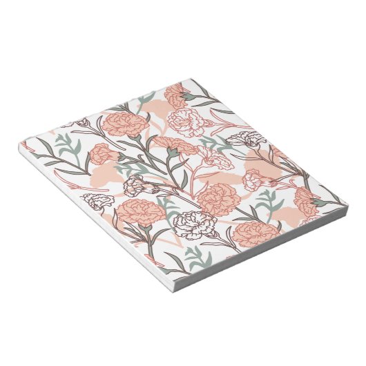 Natuur Geïnspireerd Bloemen: Anjer Bloempatroon Notitieblok (Schuin)