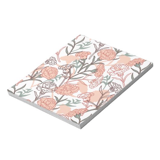 Natuur Geïnspireerd Bloemen: Anjer Bloempatroon Notitieblok (Linkerzijde)