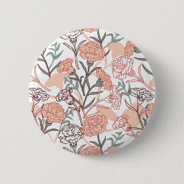 Natuur Geïnspireerd Bloemen: Anjer Bloempatroon Ronde Button 5,7 Cm