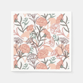 Natuur Geïnspireerd Bloemen: Anjer Bloempatroon Servet