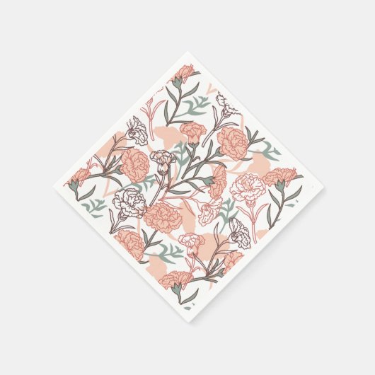 Natuur Geïnspireerd Bloemen: Anjer Bloempatroon Servet (Hoek)