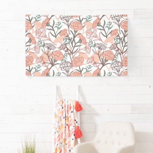 Natuur Geïnspireerd Bloemen: Anjer Bloempatroon Spandoek (Insitu)