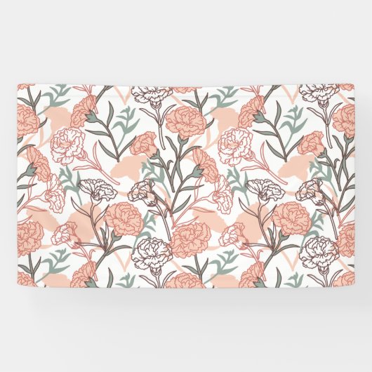 Natuur Geïnspireerd Bloemen: Anjer Bloempatroon Spandoek (Horizontaal)