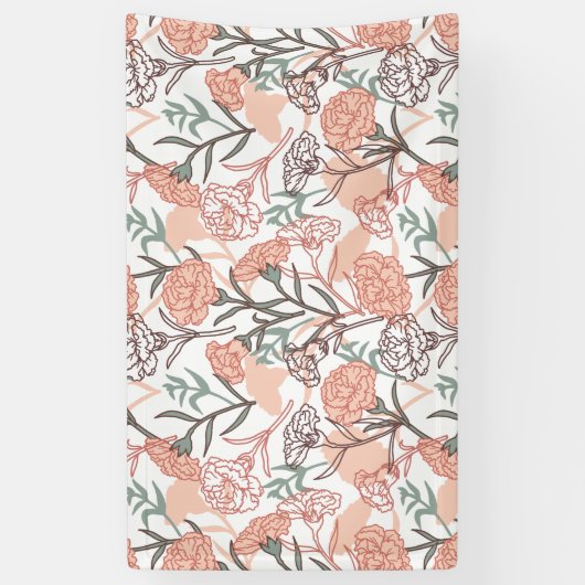 Natuur Geïnspireerd Bloemen: Anjer Bloempatroon Spandoek (Verticaal)