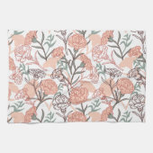 Natuur Geïnspireerd Bloemen: Anjer Bloempatroon Theedoek (Horizontaal)