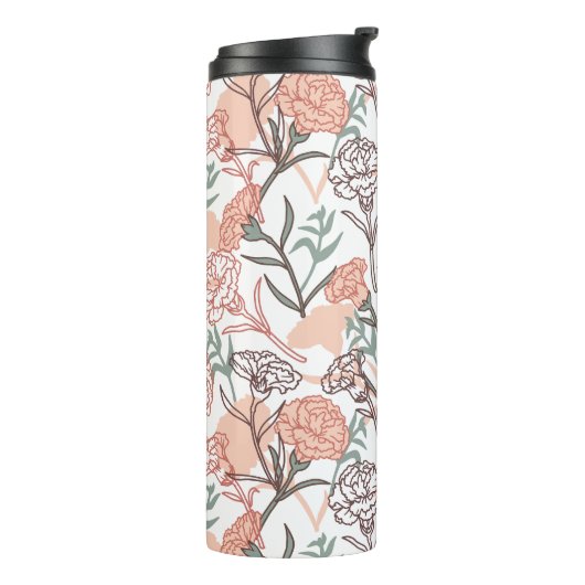 Natuur Geïnspireerd Bloemen: Anjer Bloempatroon Thermosbeker (Gedraaid links)