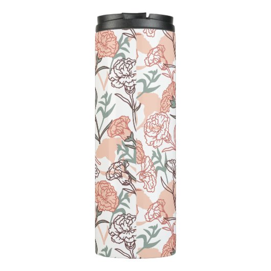 Natuur Geïnspireerd Bloemen: Anjer Bloempatroon Thermosbeker (Achterkant)