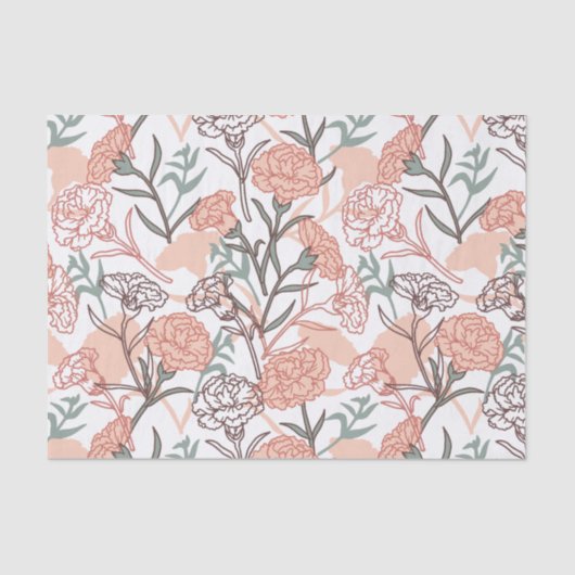 Natuur Geïnspireerd Bloemen: Anjer Bloempatroon Tissuepapier (Voorkant)