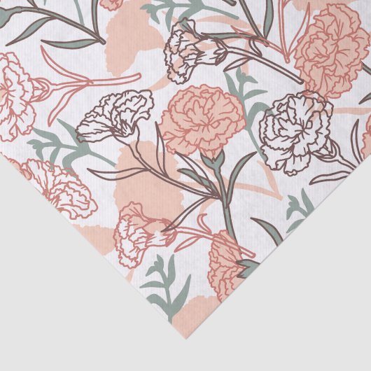 Natuur Geïnspireerd Bloemen: Anjer Bloempatroon Tissuepapier (Detail)