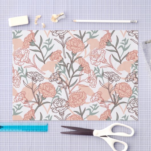 Natuur Geïnspireerd Bloemen: Anjer Bloempatroon Tissuepapier (Craft)