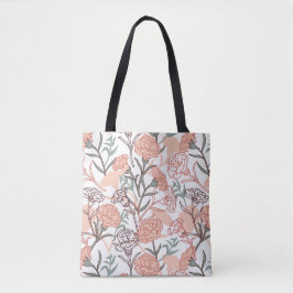 Natuur Geïnspireerd Bloemen: Anjer Bloempatroon Tote Bag