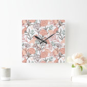 Natuur Geïnspireerd Bloemen: Anjer Bloempatroon Vierkante Klok (Huis)