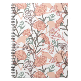 Natuur geïnspireerd bloemmotief: Anjer bloemmotief Notitieboek