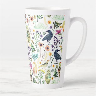 Natuur geïnspireerd botanisch patroon decoratieve latte mok