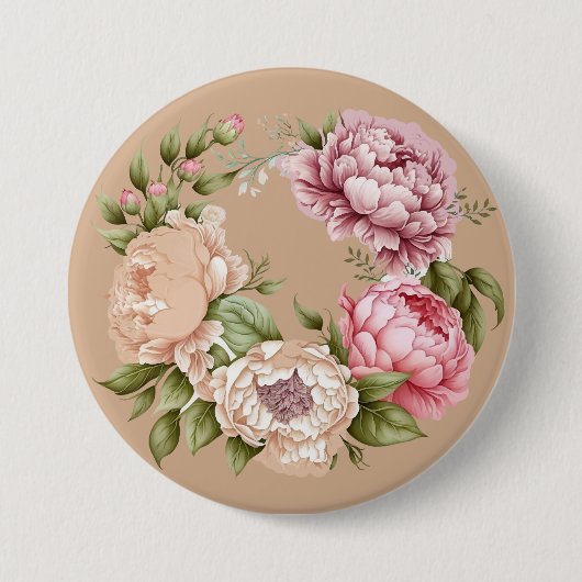 Natuur-geïnspireerd Floral Lapel Accessoire Ronde Button 7,6 Cm (Voorkant)