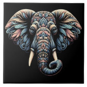 Natuur-geïnspireerd ingewikkeld olifantenontwerp tegeltje (Voorkant)