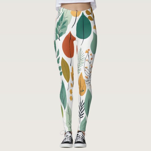 Natuur geïnspireerd kleurenblad leggings (Voorkant)